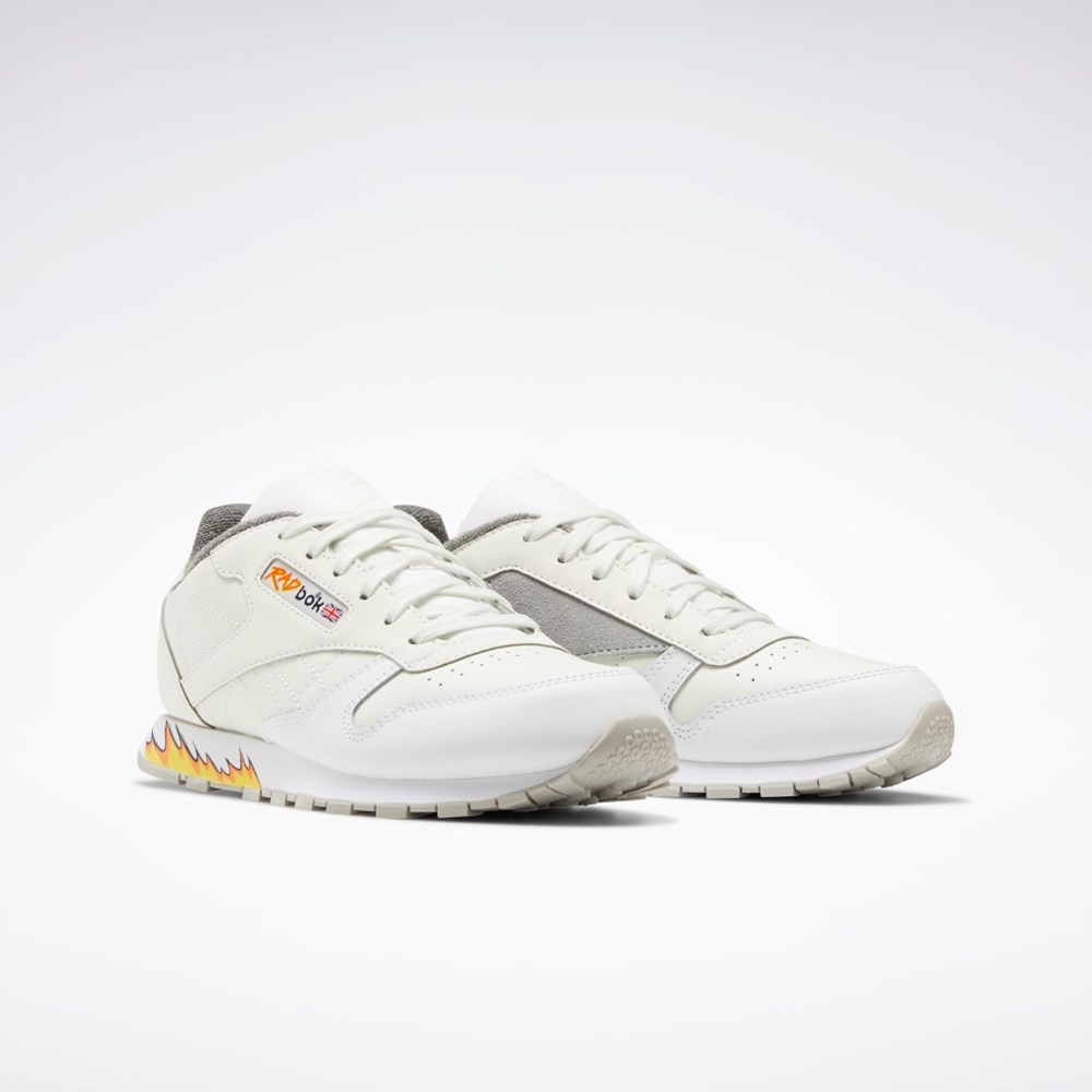 Reebok Power Rangers Classic Leather Shoes - Grade School Chalk / Ftwr White / Tin Grey | GW8632