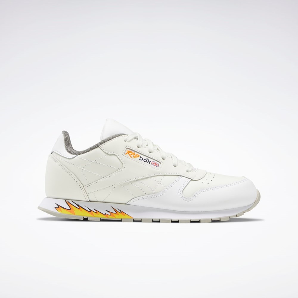 Reebok Power Rangers Classic Leather Shoes - Grade School Chalk / Ftwr White / Tin Grey | GW8632