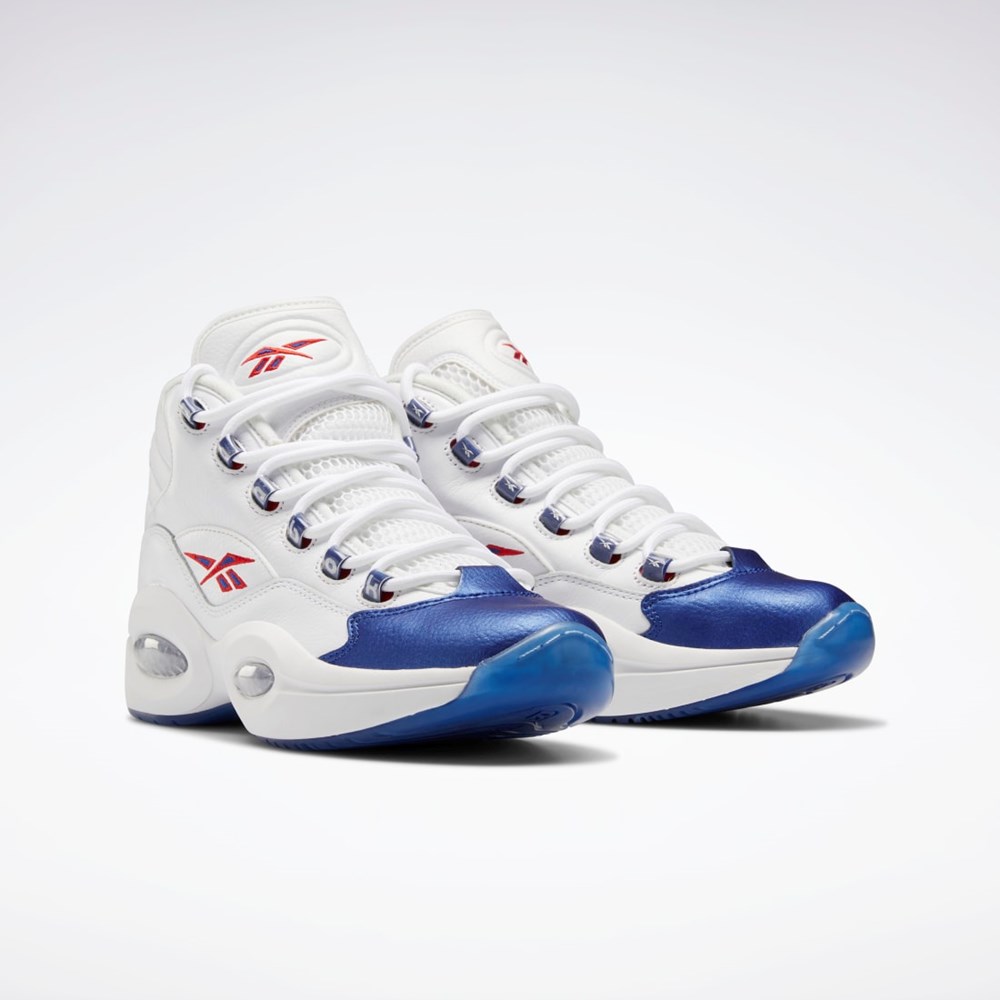 Reebok Question Mid Basketball Shoes Ftwr White / Classic Cobalt / Clear | GX0227