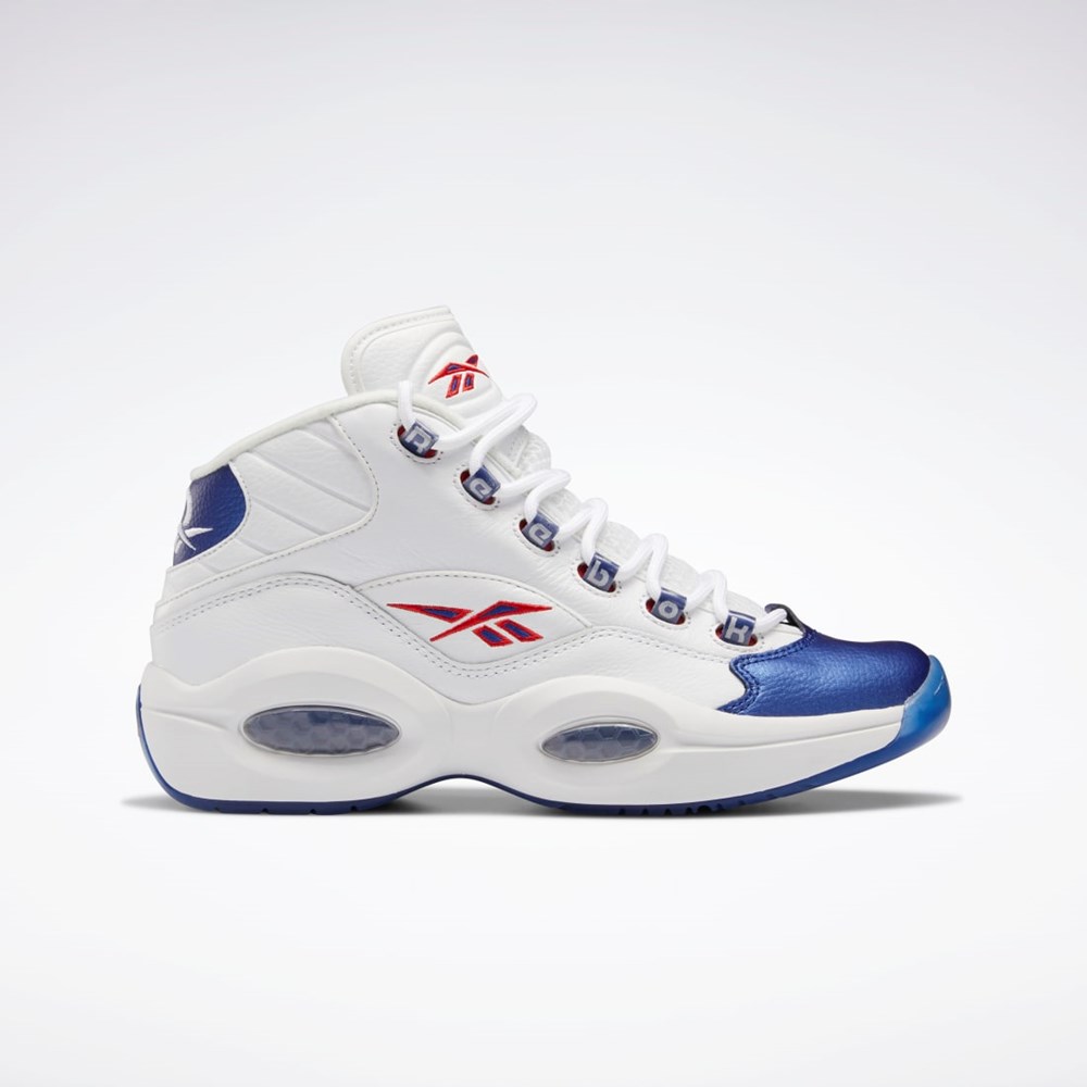 Reebok Question Mid Basketball Shoes Ftwr White / Classic Cobalt / Clear | GX0227