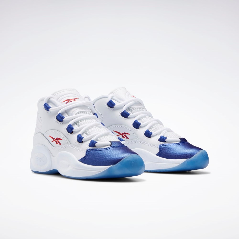 Reebok Question Mid Shoes - Preschool Ftwr White / Classic Cobalt / Vector Red | GY8824