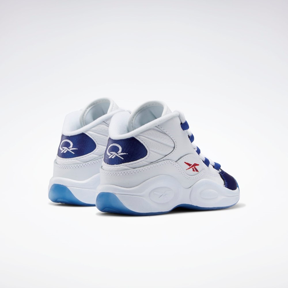 Reebok Question Mid Shoes - Preschool Ftwr White / Classic Cobalt / Vector Red | GY8824