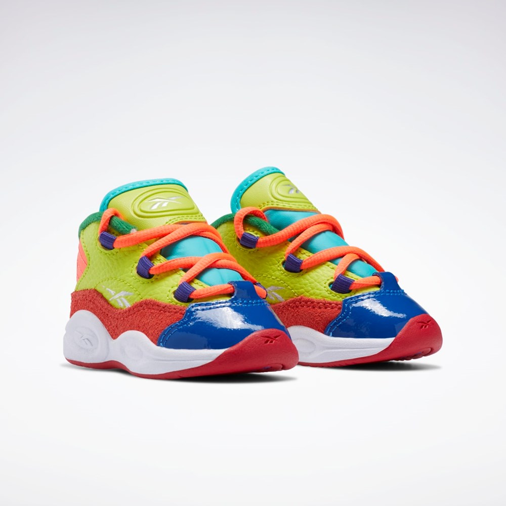 Reebok Question Mid Shoes - Toddler Orange Flare / Acid Yellow / Bold Purple | HP3017