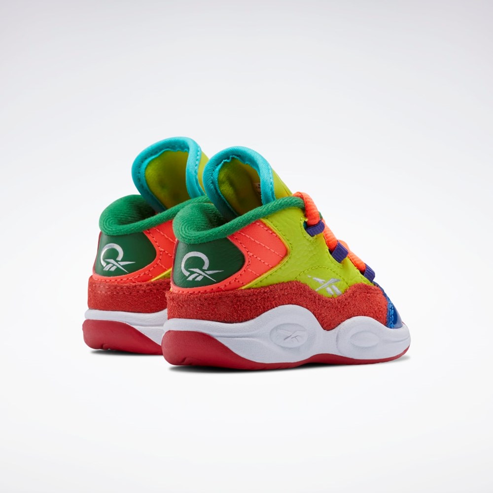 Reebok Question Mid Shoes - Toddler Orange Flare / Acid Yellow / Bold Purple | HP3017