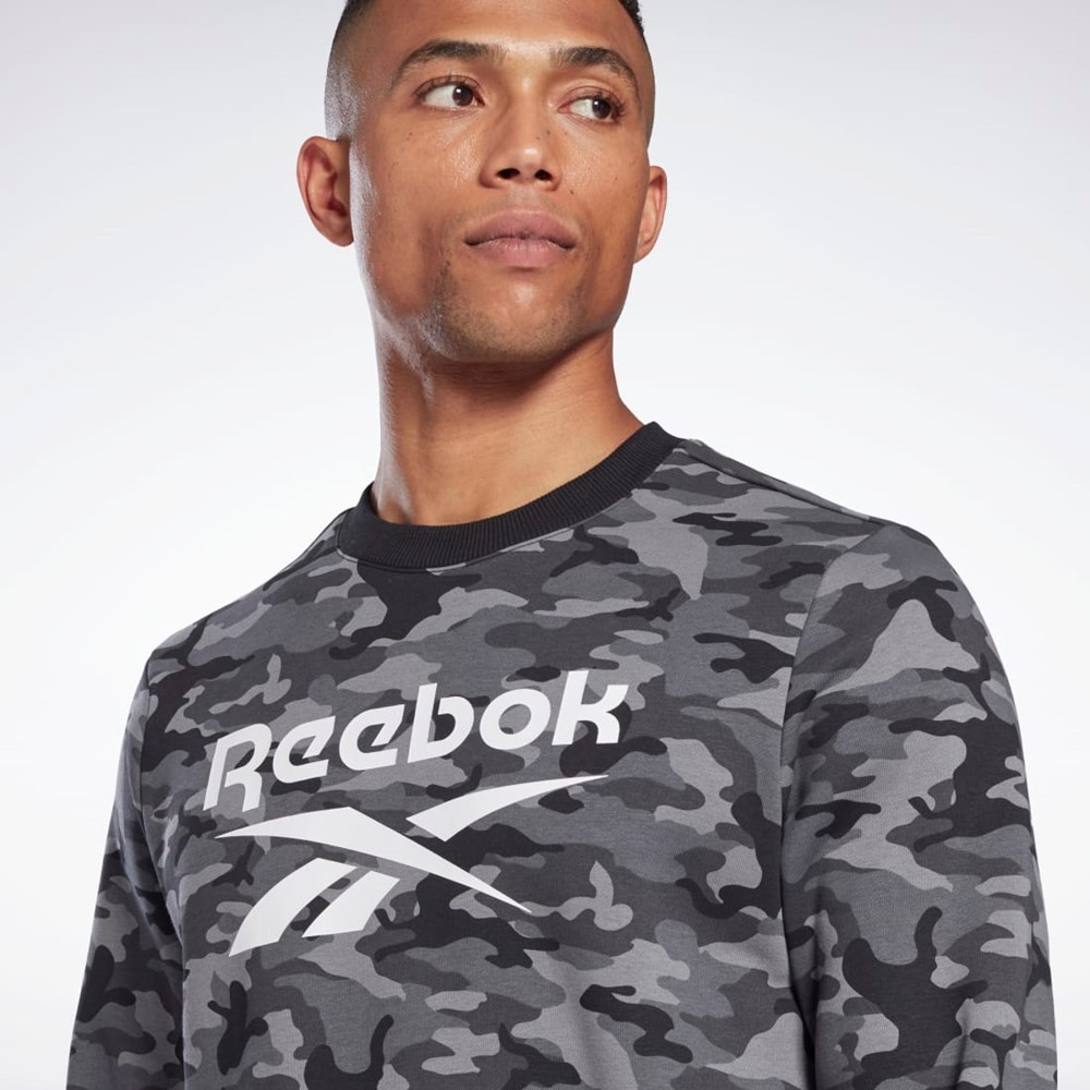 Reebok Reebok Identity Camo Big Logo Crew Sweatshirt Black | HE8172