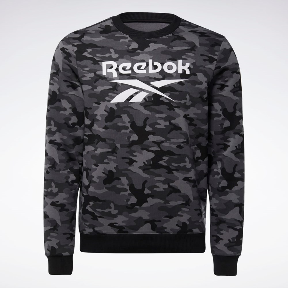 Reebok Reebok Identity Camo Big Logo Crew Sweatshirt Black | HE8172