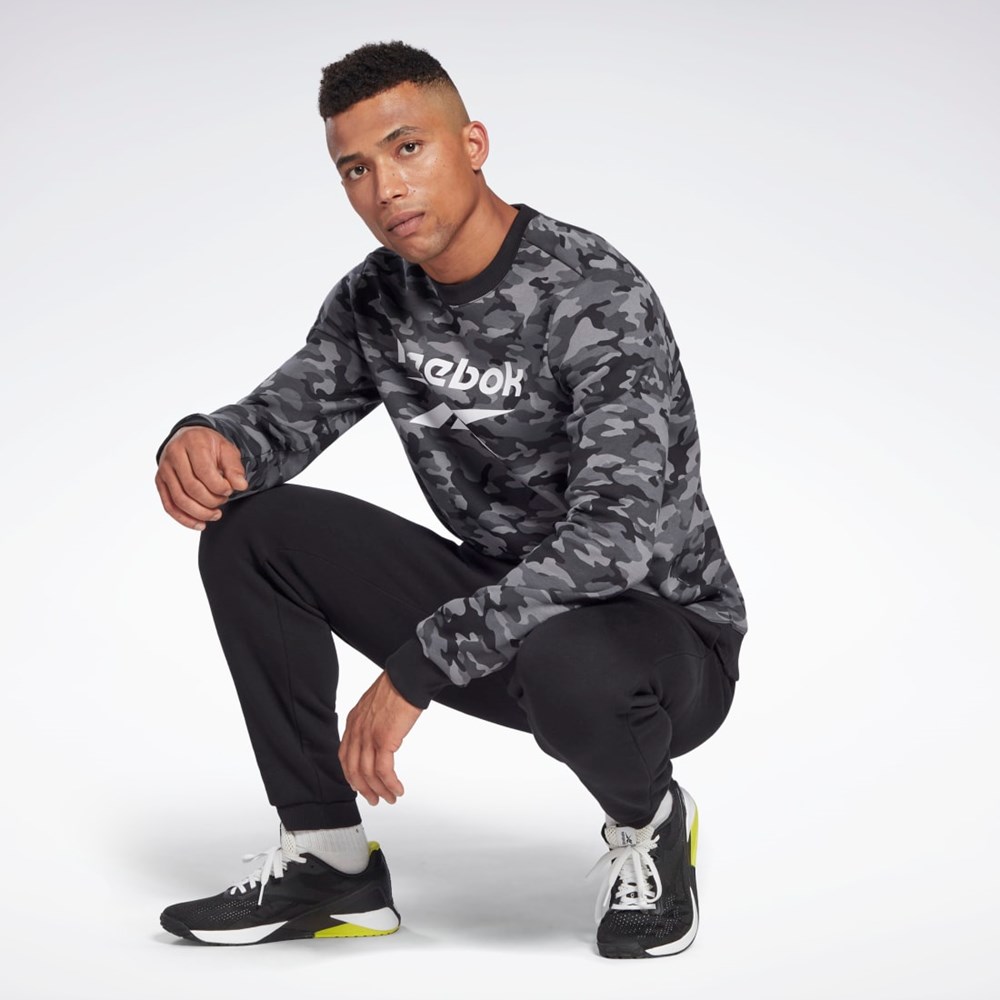 Reebok Reebok Identity Camo Big Logo Crew Sweatshirt Black | HE8172