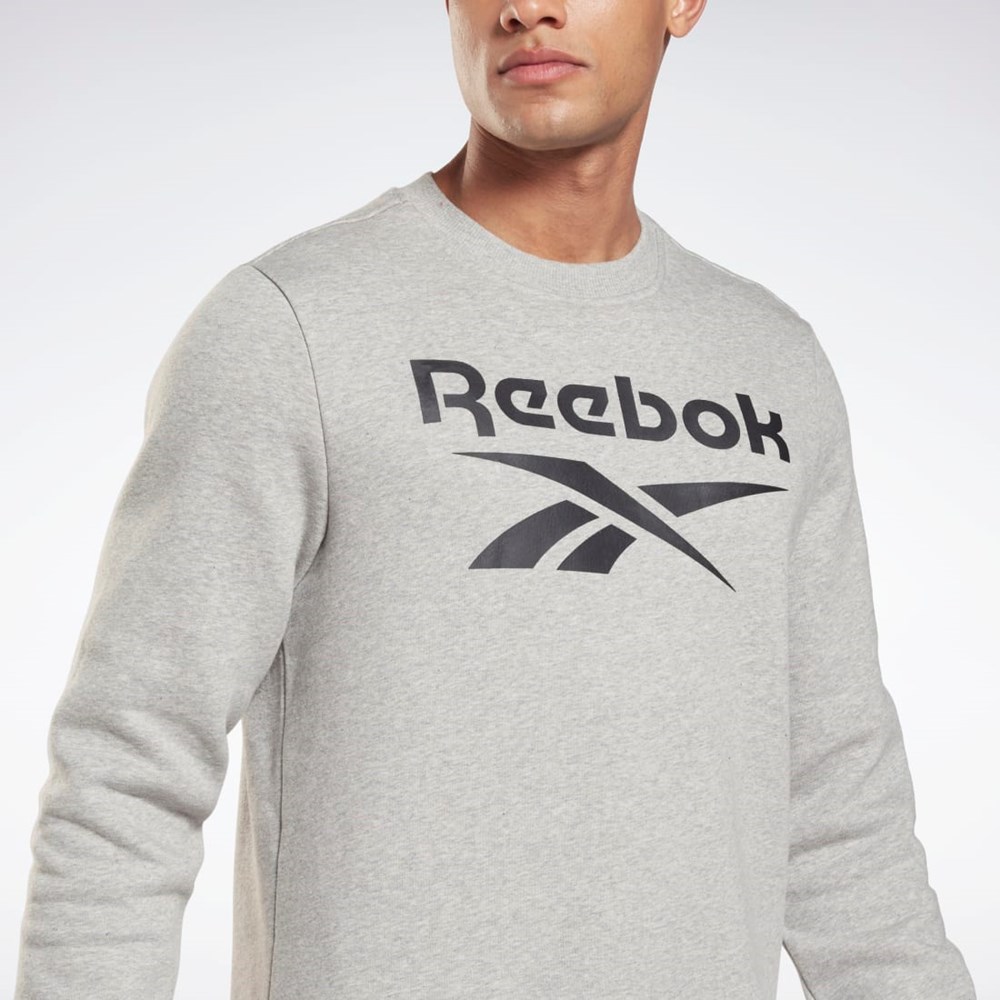 Reebok Reebok Identity Fleece Crew Sweatshirt Medium Grey Heather / Black | GS1619