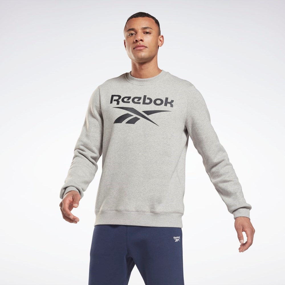 Reebok Reebok Identity Fleece Crew Sweatshirt Medium Grey Heather / Black | GS1619