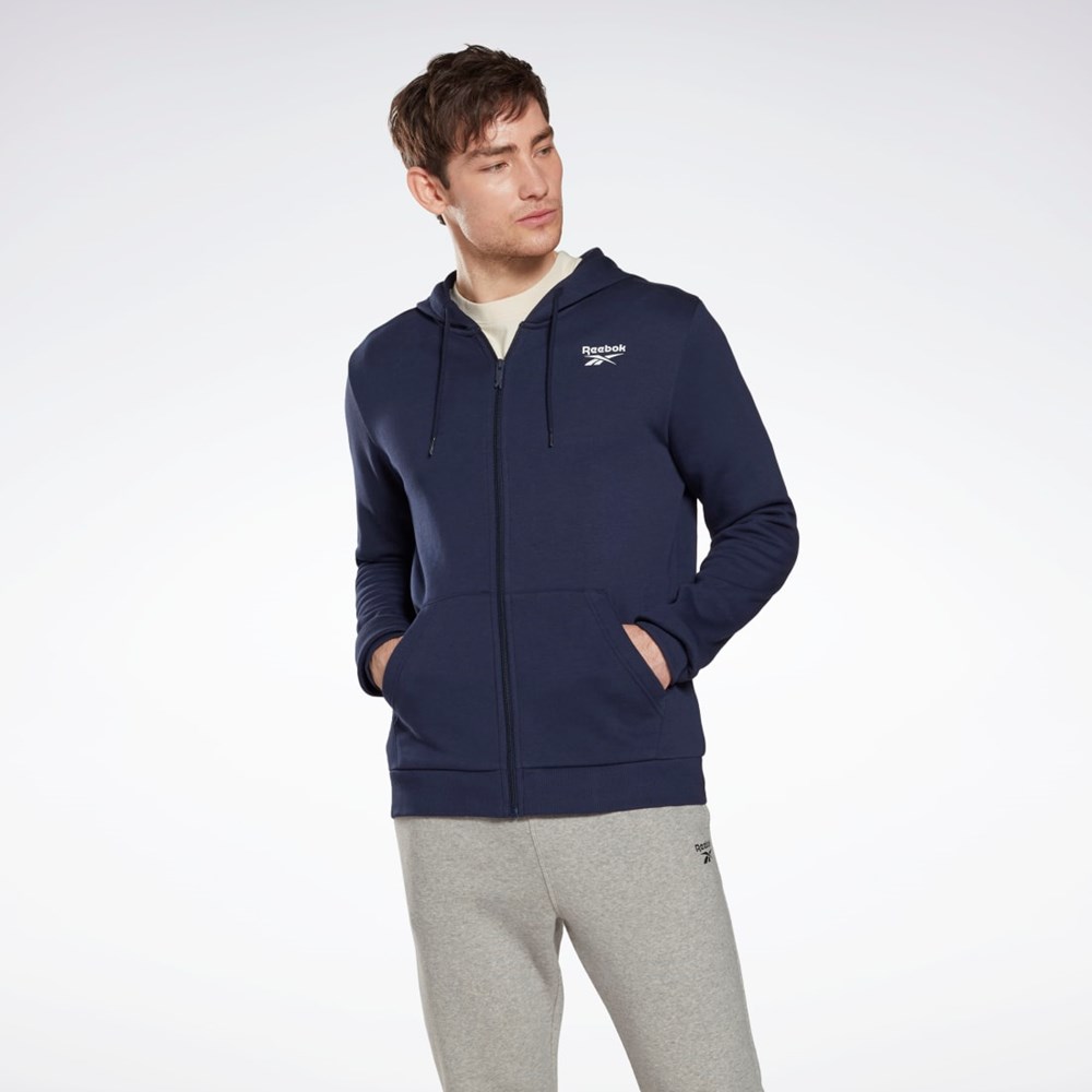 Reebok Reebok Identity Fleece Zip-Up Hoodie Vector Navy | HH8315