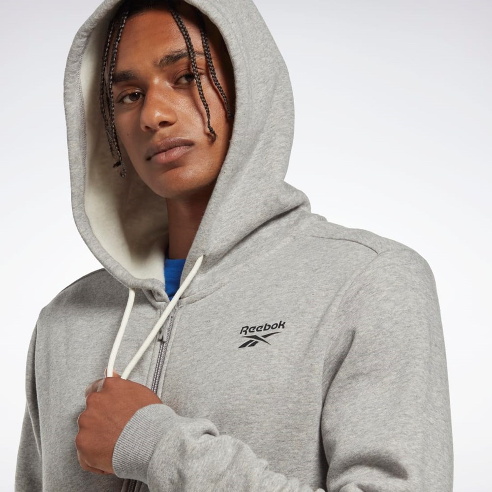 Reebok Reebok Identity Fleece Zip-Up Hoodie Medium Grey Heather | HS7116