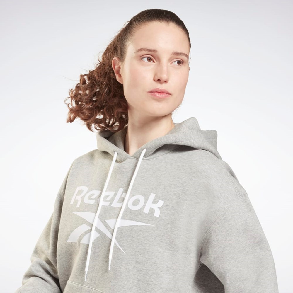 Reebok Reebok Identity Logo Fleece Pullover Hoodie Medium Grey Heather | GS9391