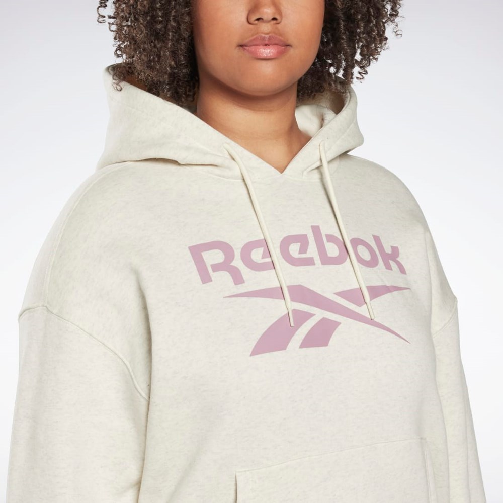 Reebok Reebok Identity Logo Fleece Pullover Hoodie (Plus Size) Classic White Mel | HM3904