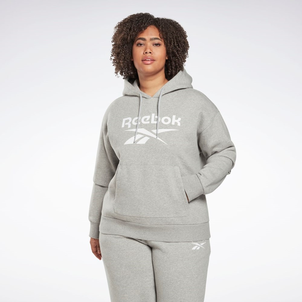 Reebok Reebok Identity Logo Fleece Pullover Hoodie (Plus Size) Medium Grey Heather | HT5854