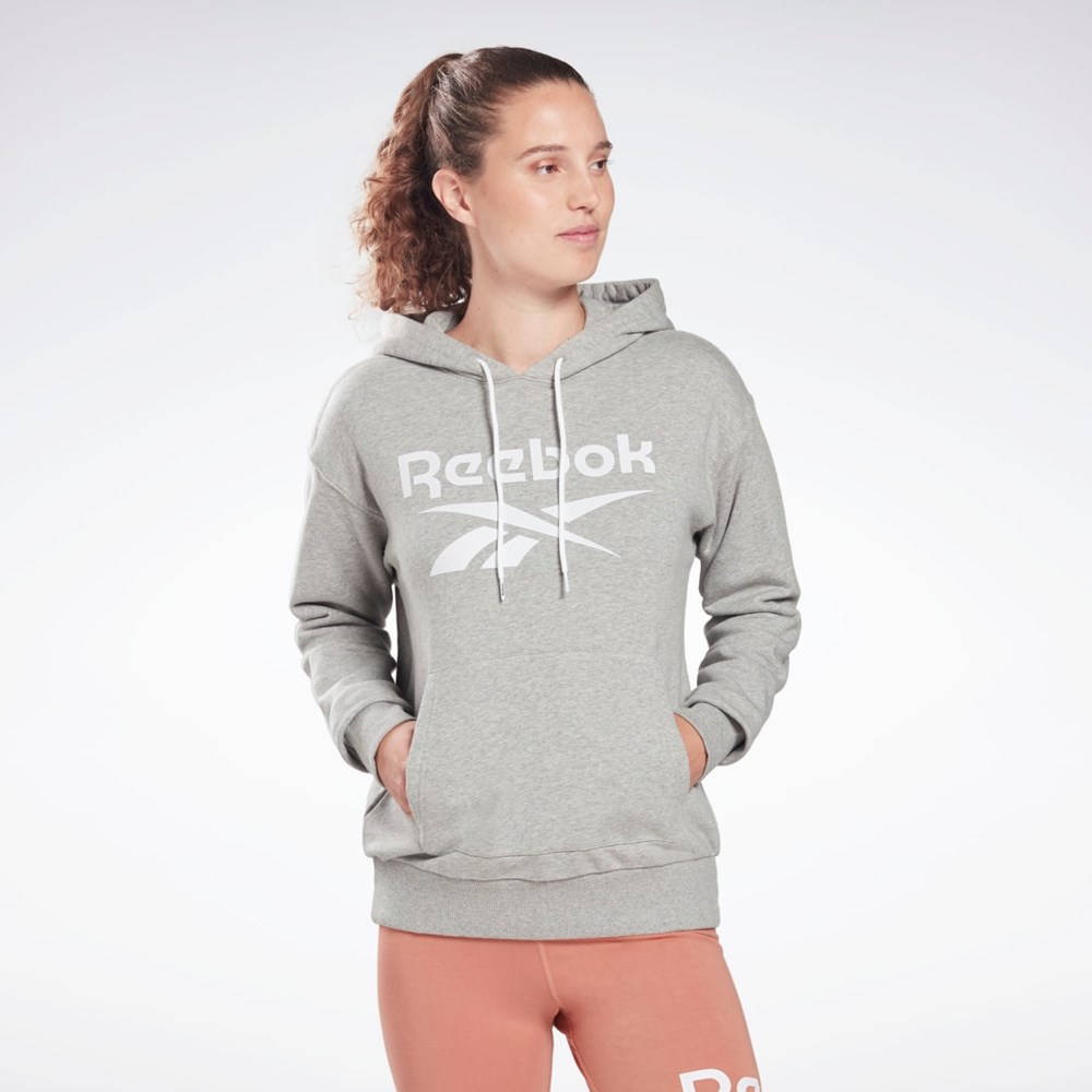 Reebok Reebok Identity Logo French Terry Hoodie Medium Grey Heather / White / White | HB2294