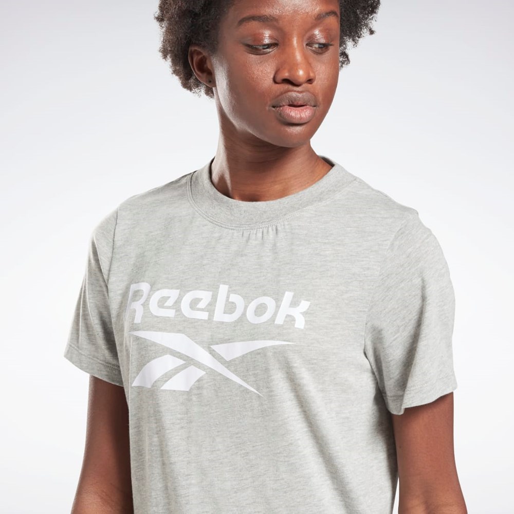 Reebok Reebok Identity Logo T-Shirt Medium Grey Heather / White | GQ9462