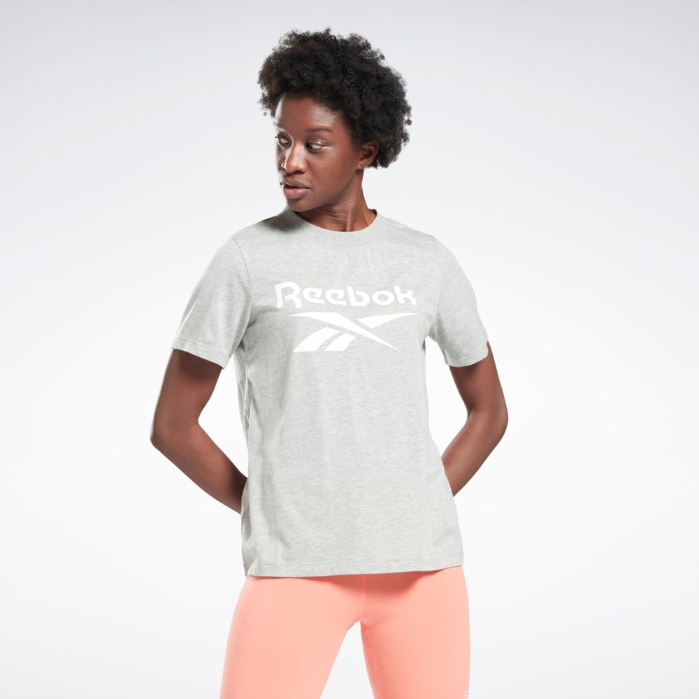 Reebok Reebok Identity Logo T-Shirt Medium Grey Heather / White | GQ9462