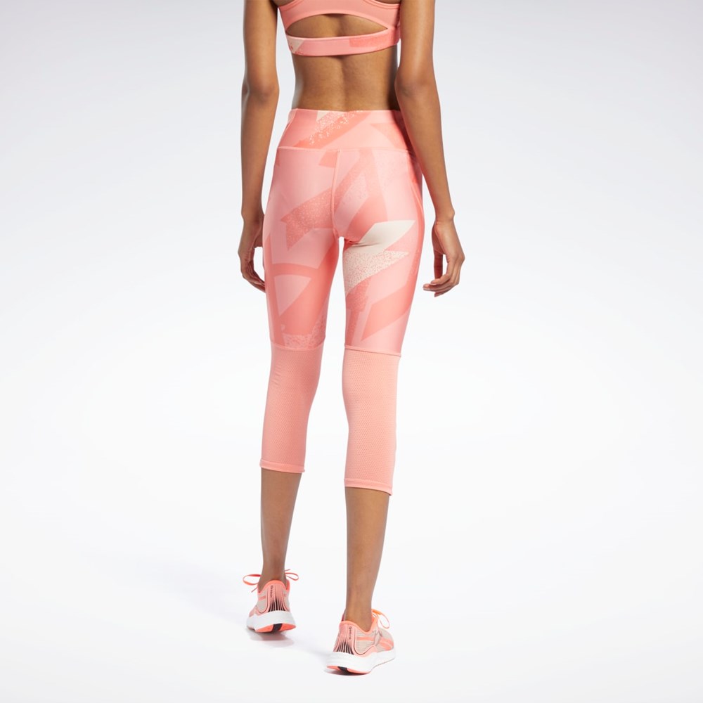 Reebok Run Essentials Allover Print 3/4 Leggings Twisted Coral | GJ6163