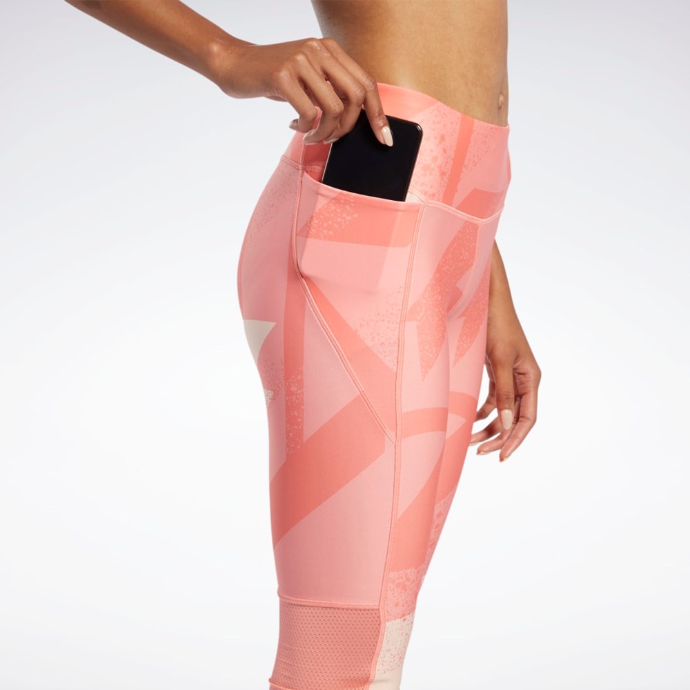 Reebok Run Essentials Allover Print 3/4 Leggings Twisted Coral | GJ6163