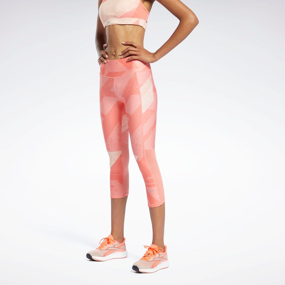 Reebok Run Essentials Allover Print 3/4 Leggings Twisted Coral | GJ6163