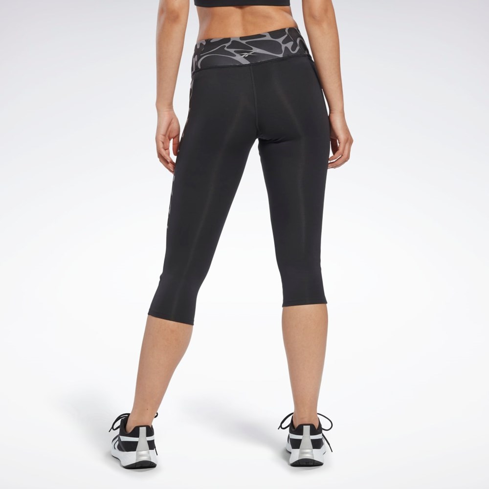 Reebok Running Printed Capri Tights Black | HI6943