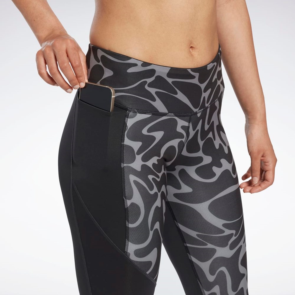 Reebok Running Printed Capri Tights Black | HI6943