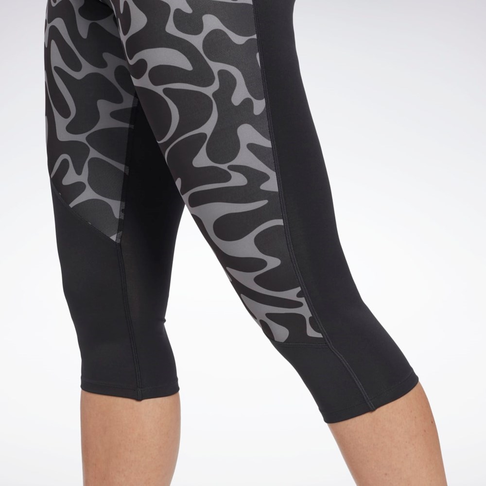 Reebok Running Printed Capri Tights Black | HI6943