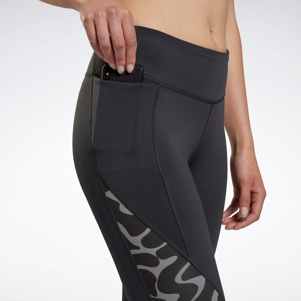 Reebok Running Printed Leggings Black | HI6885