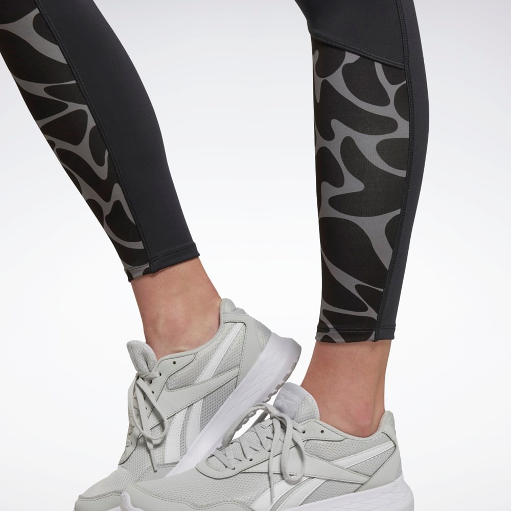 Reebok Running Printed Leggings Black | HI6885