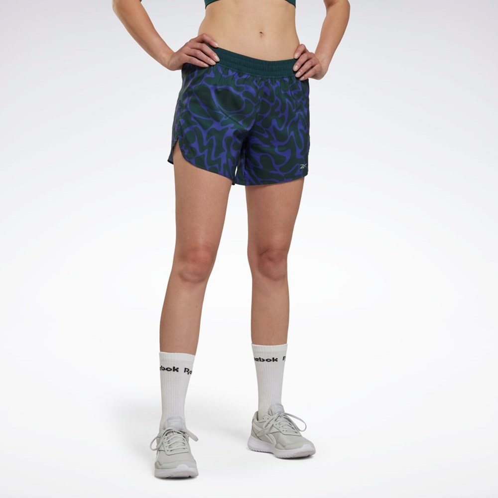 Reebok Running Printed Shorts Forest Green | HK4762