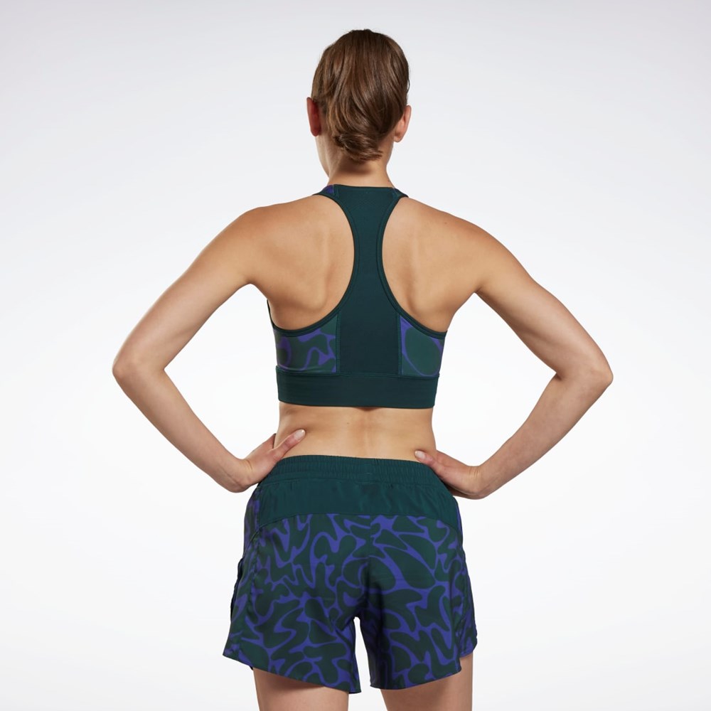 Reebok Running Printed Sports Bra Forest Green | HK4760