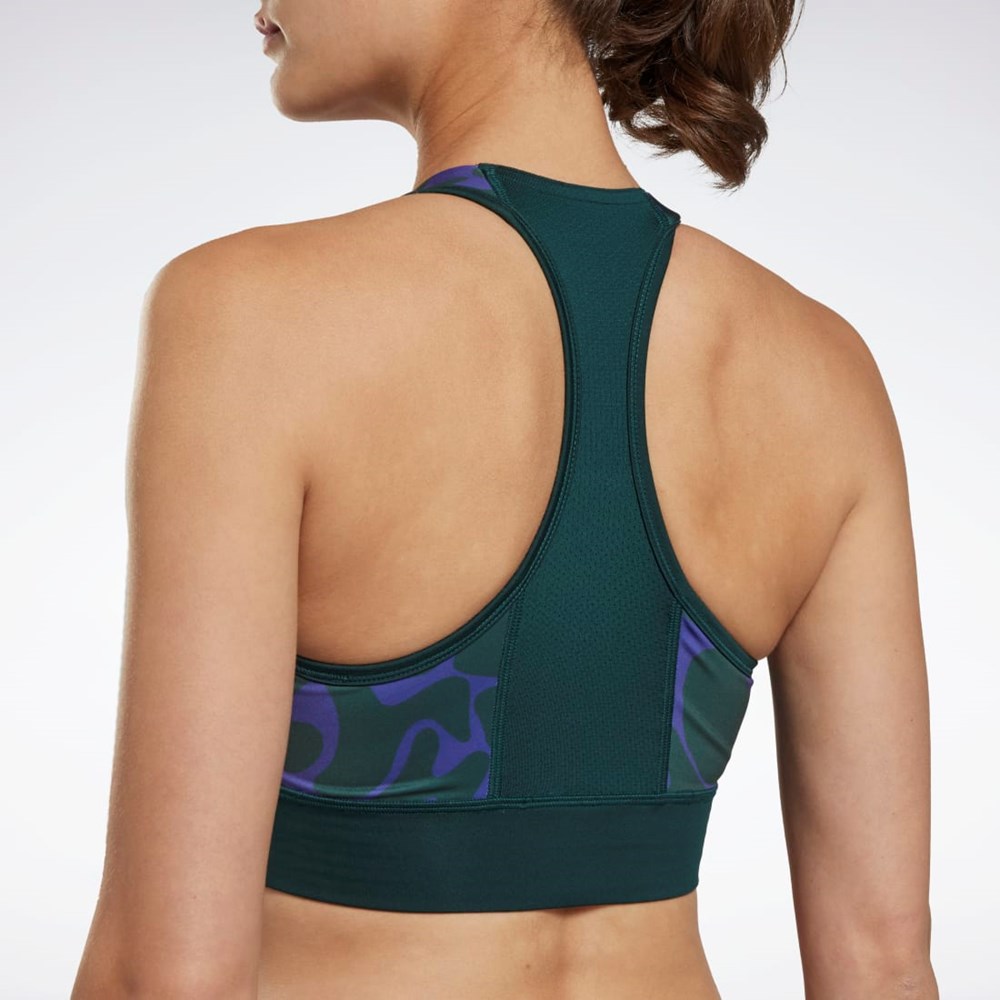 Reebok Running Printed Sports Bra Forest Green | HK4760