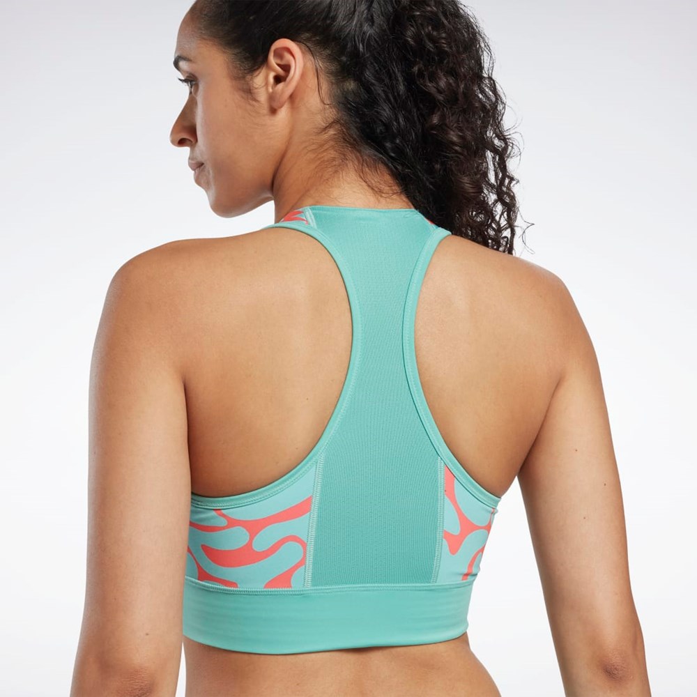 Reebok Running Printed Sports Bra Semi Classic Teal | HK4761