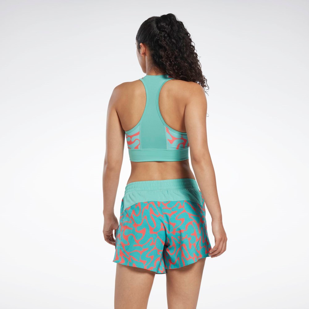 Reebok Running Printed Sports Bra Semi Classic Teal | HK4761