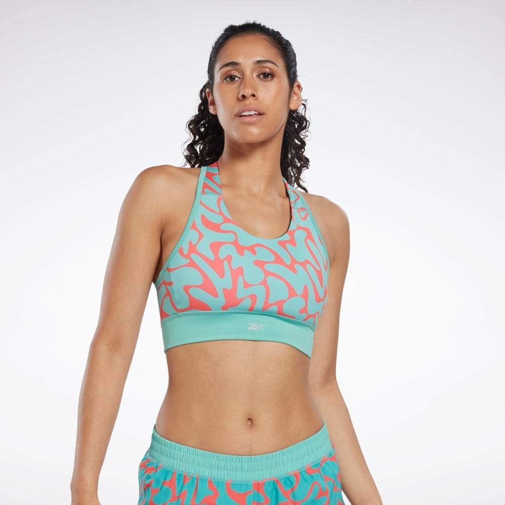 Reebok Running Printed Sports Bra Semi Classic Teal | HK4761