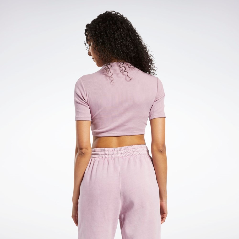 Reebok Short Sleeve Rib Tight Shirt Infused Lilac | HK4932