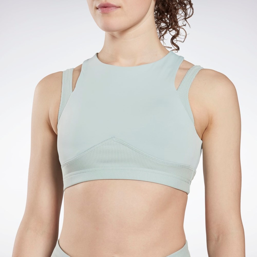 Reebok Studio Layered Bra Top Seaside Grey | HN9488