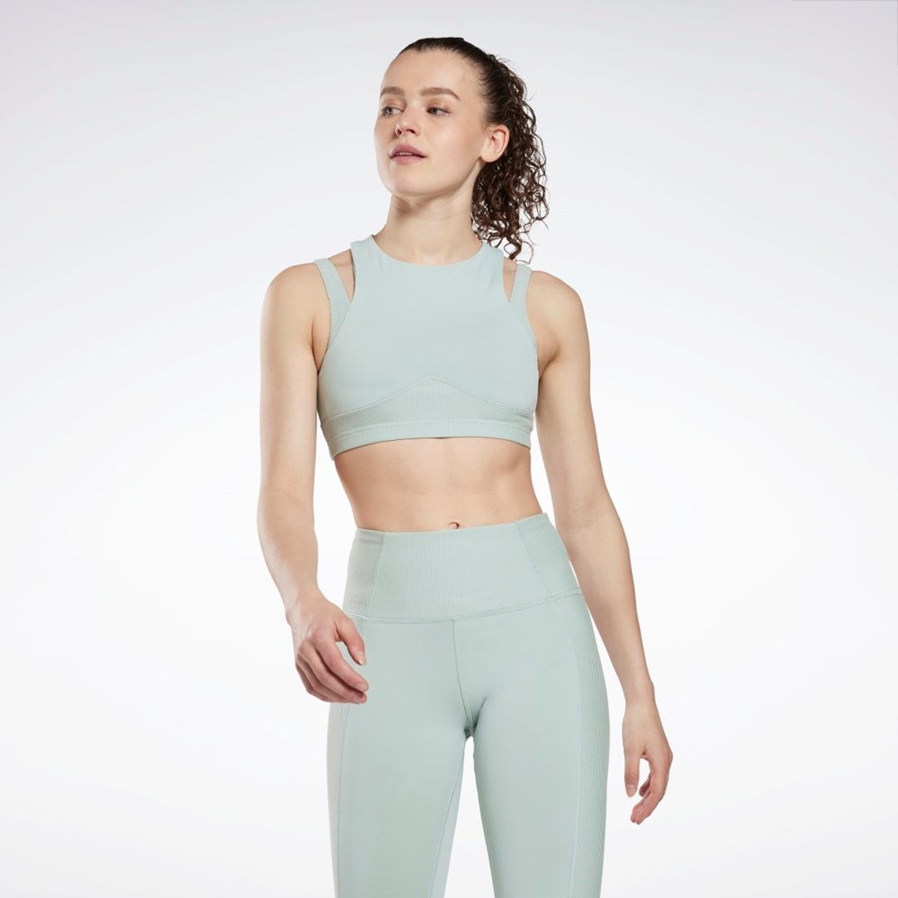 Reebok Studio Layered Bra Top Seaside Grey | HN9488