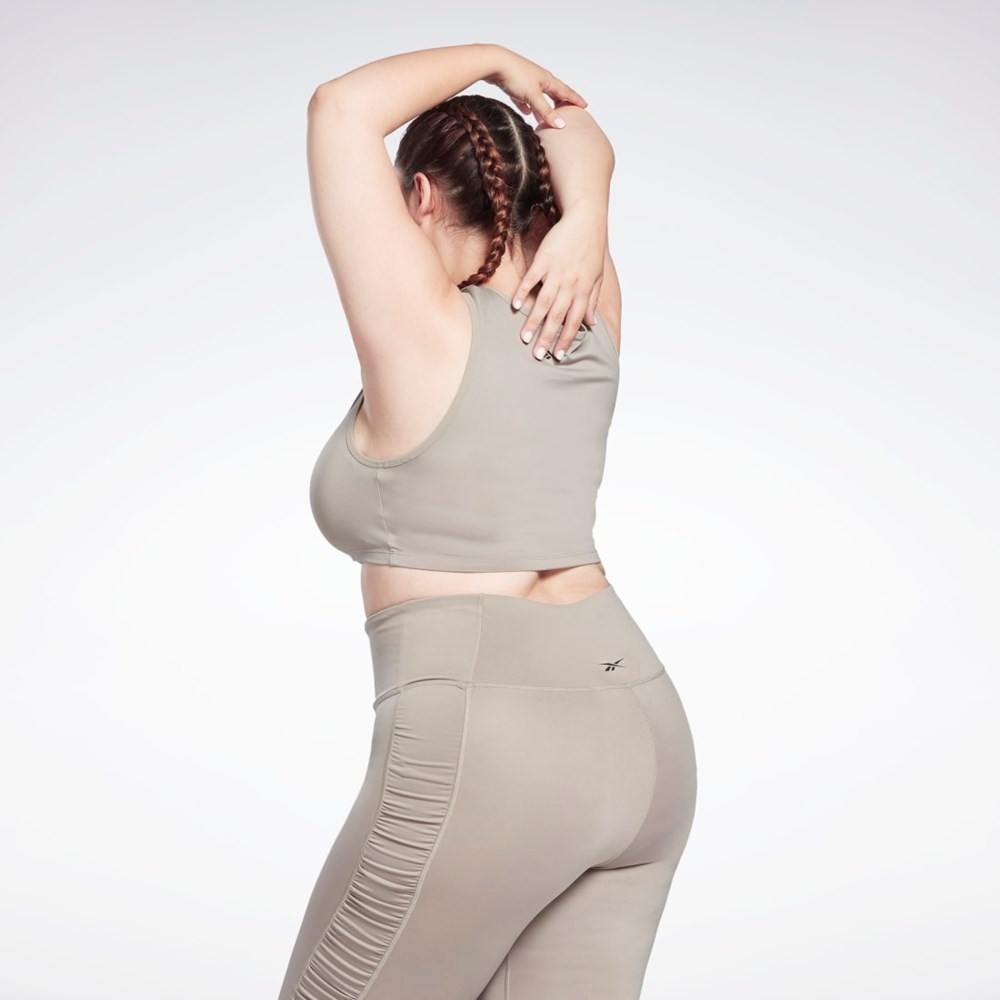 Reebok Studio Ruched Cropped Tank Top (Plus Size) Boulder Grey | H59331