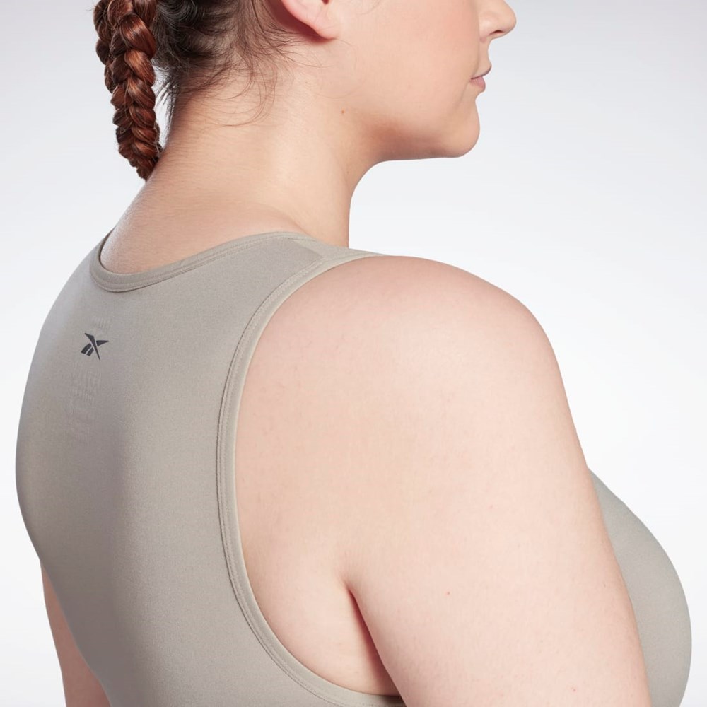 Reebok Studio Ruched Cropped Tank Top (Plus Size) Boulder Grey | H59331