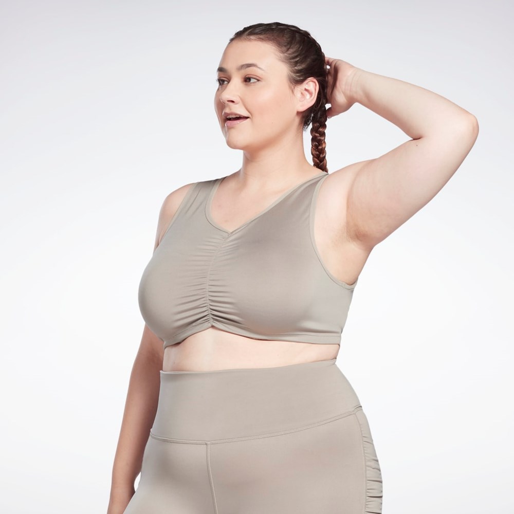 Reebok Studio Ruched Cropped Tank Top (Plus Size) Boulder Grey | H59331