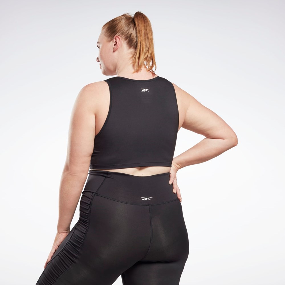 Reebok Studio Ruched Cropped Tank Top (Plus Size) Black | HB6907