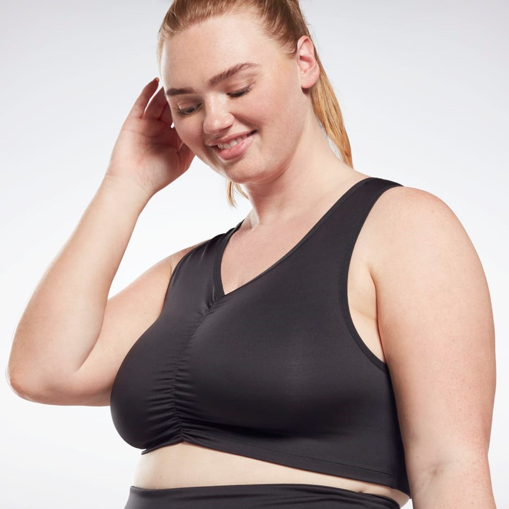 Reebok Studio Ruched Cropped Tank Top (Plus Size) Black | HB6907