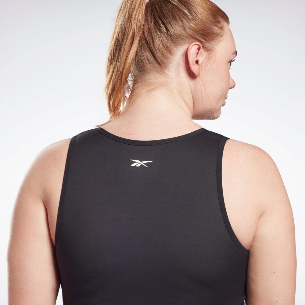 Reebok Studio Ruched Cropped Tank Top (Plus Size) Black | HB6907