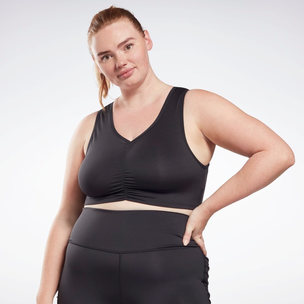 Reebok Studio Ruched Cropped Tank Top (Plus Size) Black | HB6907