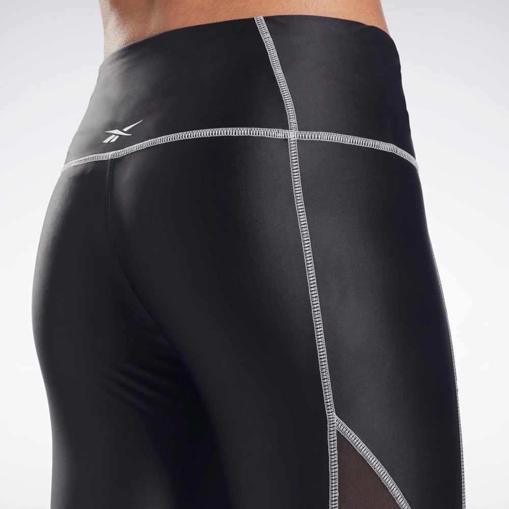 Reebok Studio Shiny Mesh Tights Black | H51835