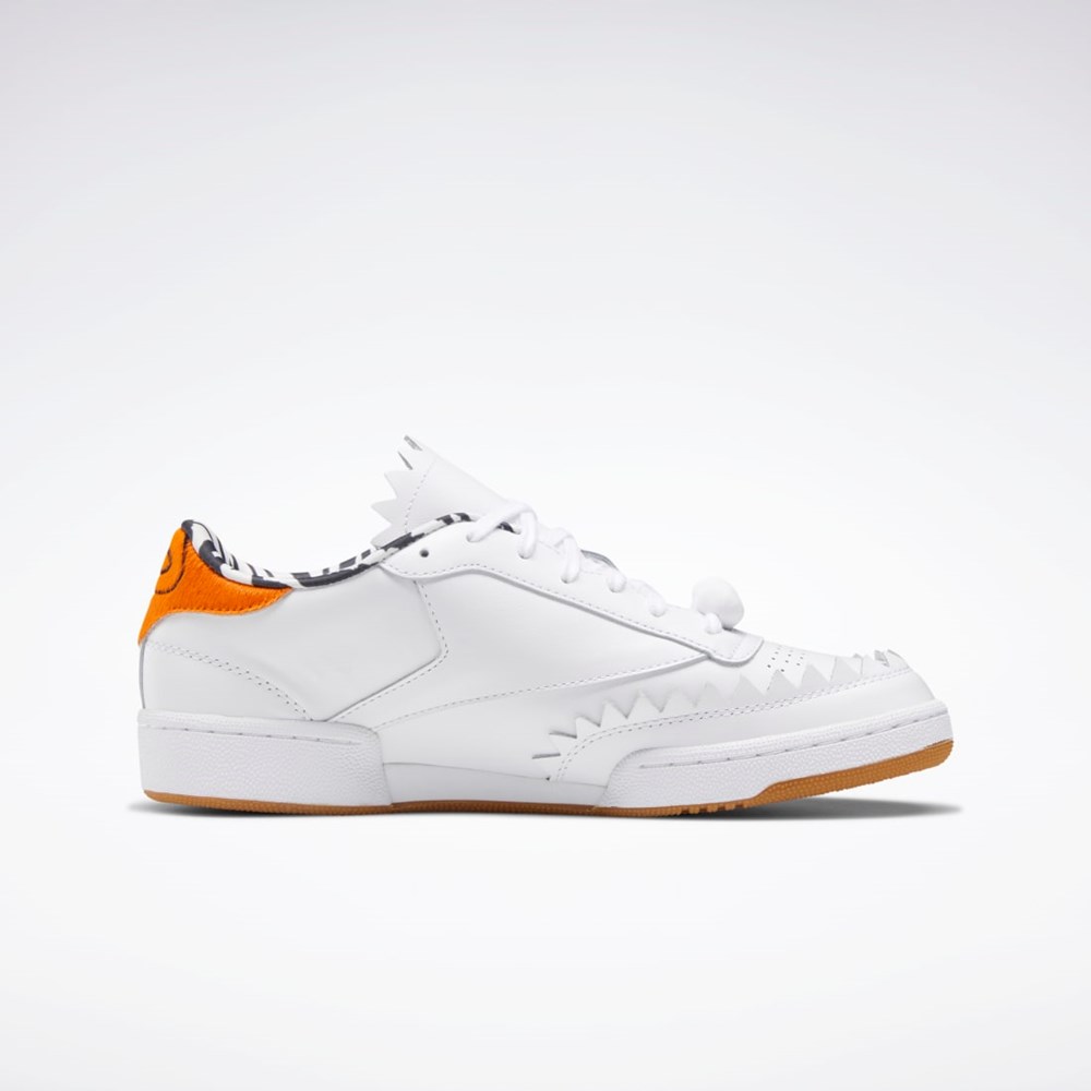 Reebok THE FLINTSTONES Club C Shoes Ftwr White / Black / Thermal Orange | GX3972