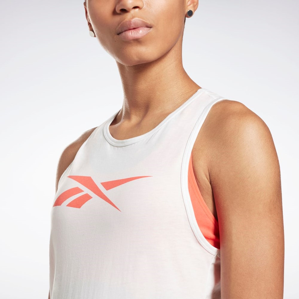 Reebok Training Essentials Graphic Tank Top White / Semi Orange Flare | GI6643