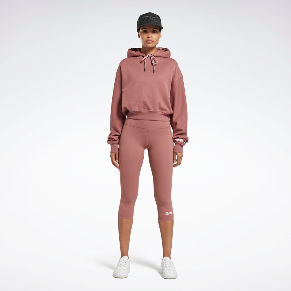 Reebok Victoria Beckham Crop Logo Hoodie Parched Earth | HU0425