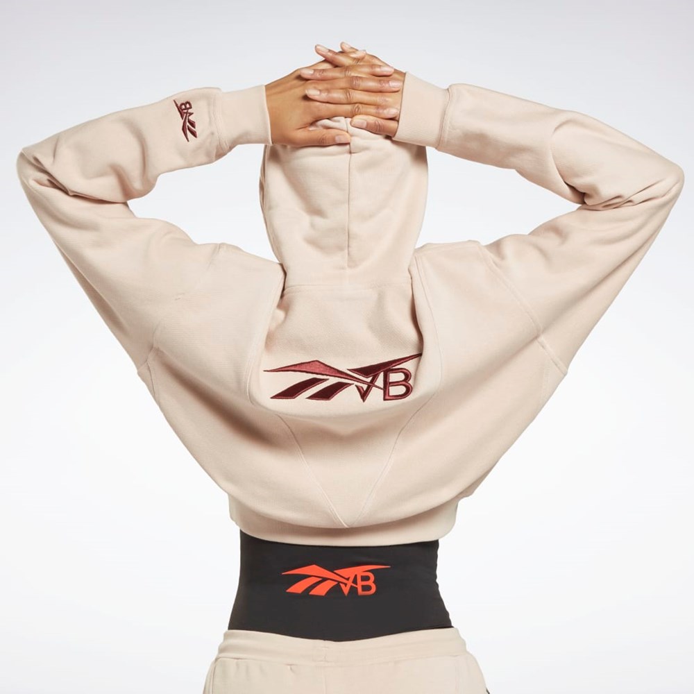 Reebok Victoria Beckham Crop Logo Hoodie Soft Ecru | HU0427